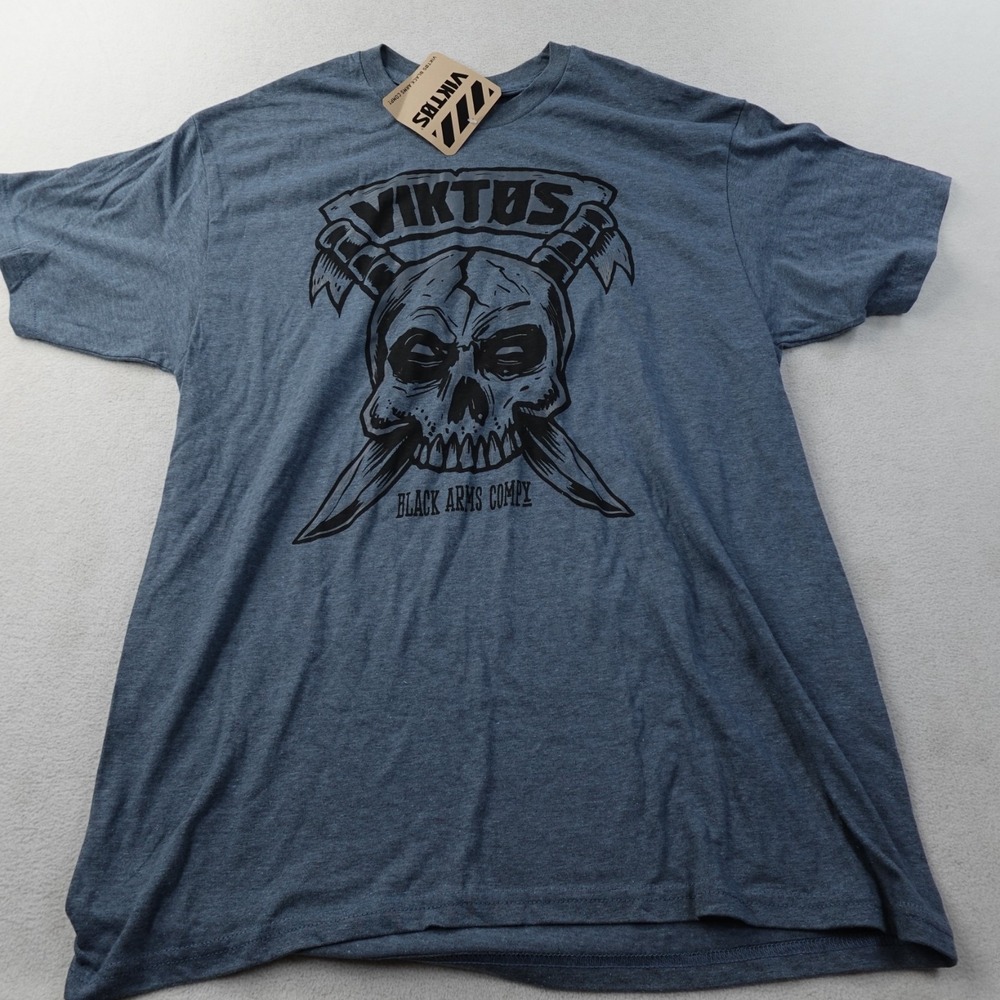VIKTOS Kbarred Tee Mens Large Jade Black Heather Skull Knife Graphic Shirt NWT